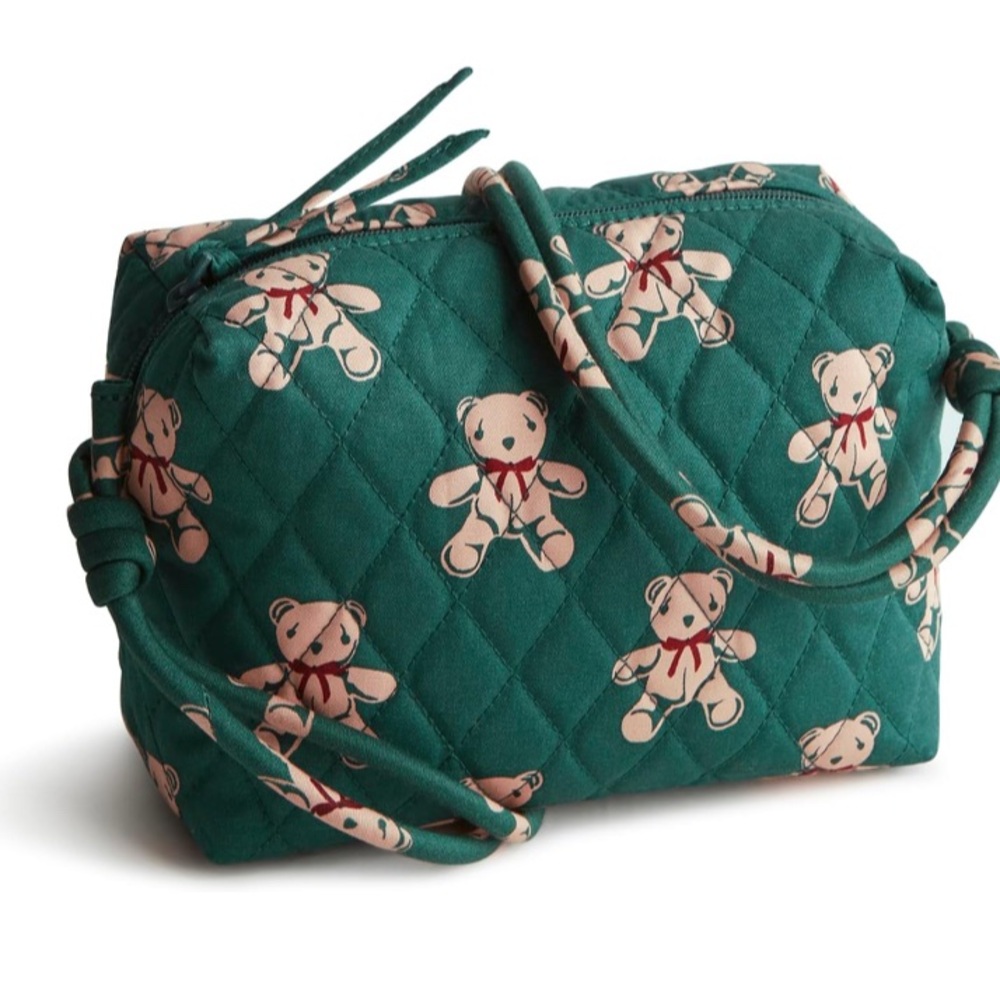 NWT Set Vera Bradley Green Teddy Bear Tote Bag. And mini crossbody bag. - Picture 4 of 11